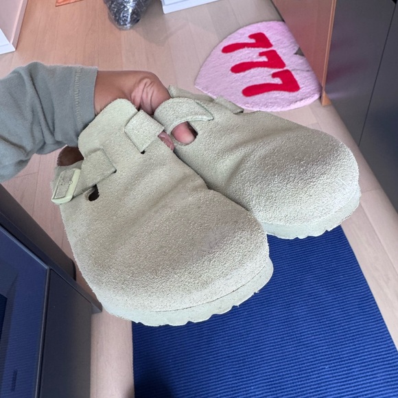 Birkenstock Mint Suede Clogs with Buckle - Picture 6 of 6